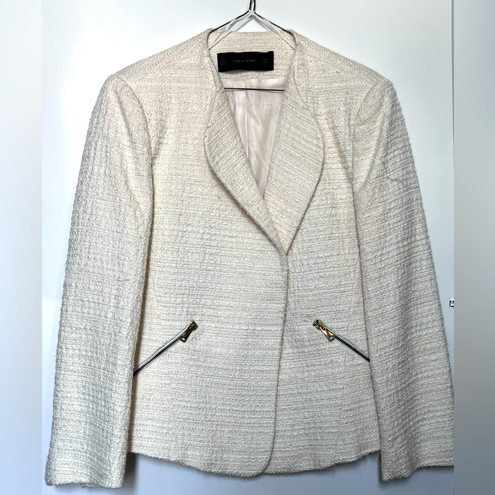 Zara XL textured cream blazer/jacket.